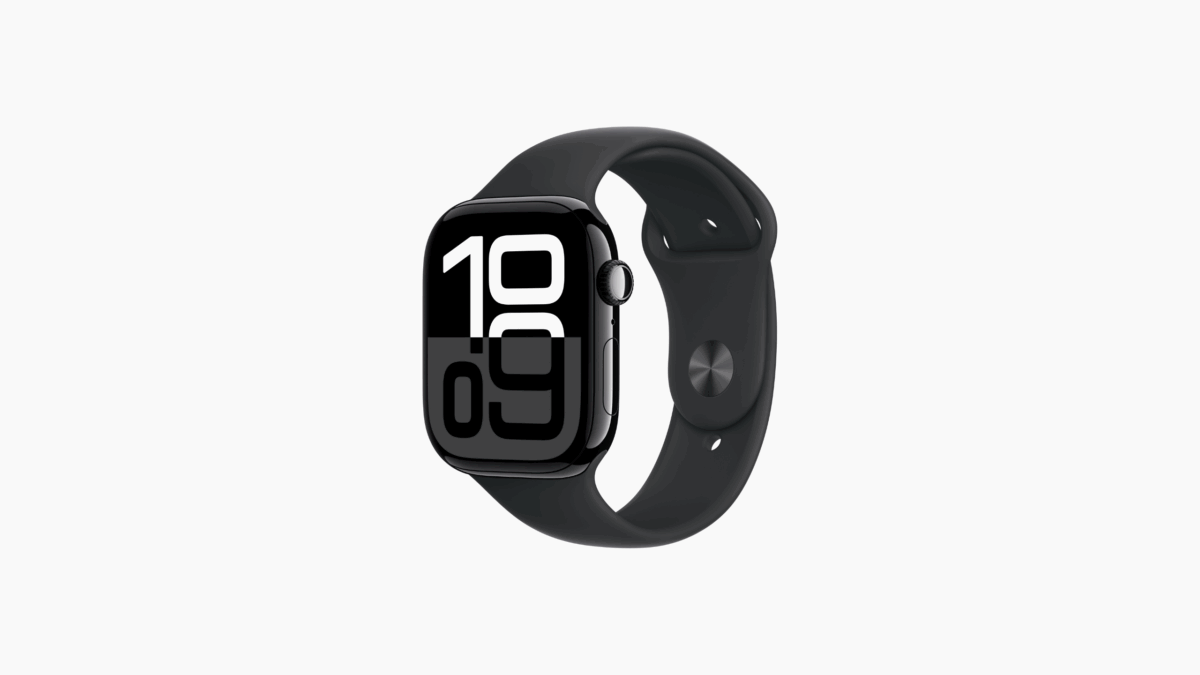 APPLE WATCH S10 GPS, 46MM JET BLACK ALUMINUM CASE WITH BLACK SPORT BAND - Image 1